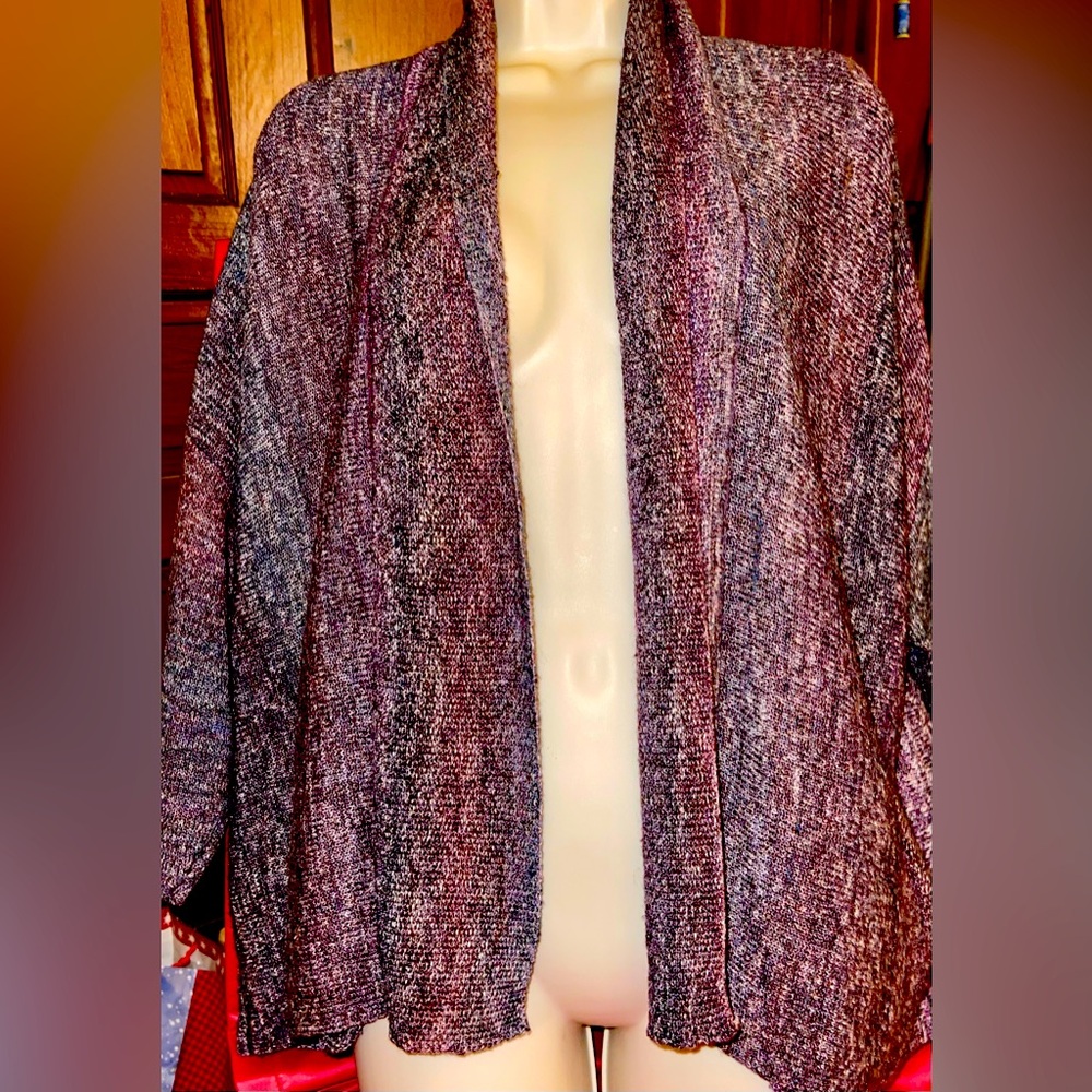 Leo & Nicole Purple Hued Open Cardigan Sweater with Pockets. Size Medium